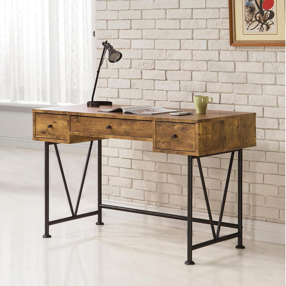 Pacific Landing 3-Drawer Writing Desk in Antique Nutmeg, , large