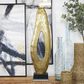 Maple and Jade Abstract Teardrop Decorative Sculpture in Satin Gold and Black, , large