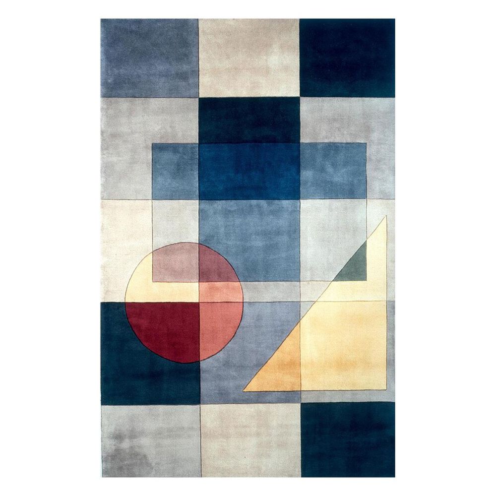 Momeni New Wave NW-054 5"9" Round Blue Area Rug, , large