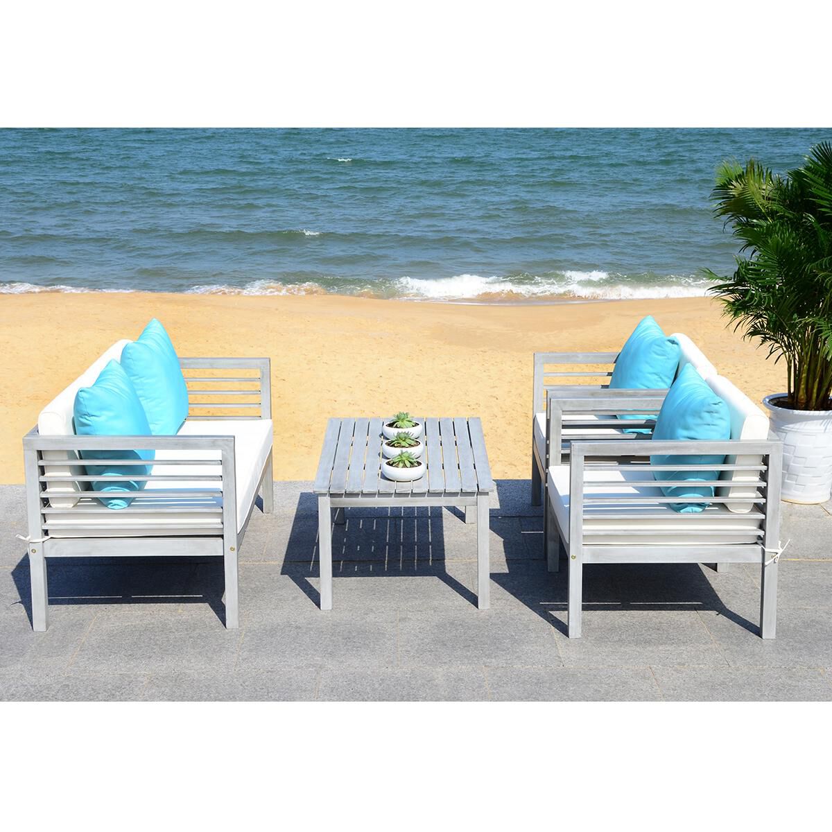 Safavieh alda 4 piece outdoor set with accent pillows on sale