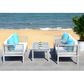 Safavieh Alda 4-Piece Outdoor Set with Accent Pillows in Grey Wash, White, Light Blue, , large