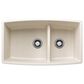 Blanco Performa 33" 1-3/4 Double Bowl Kitchen Sink with Low Divide in Soft White, , large
