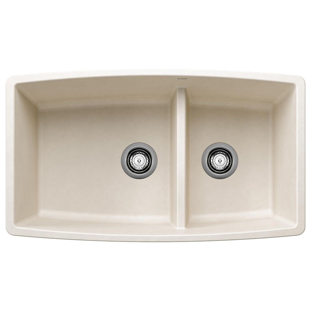 Blanco Performa 33" 1-3/4 Double Bowl Kitchen Sink with Low Divide in Soft White, , large