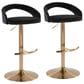 LumiSource Grotto Adjustable Bar Stool with Black Velvet Upholstery in Gold (Set of 2), , large