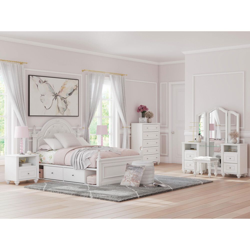 Ashley Kozlani 3-Piece Vanity Cabinet Set with Mirror and Stool in Matte White, , large