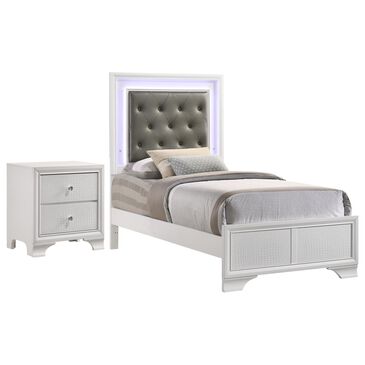 Crown Mark Lyssa Twin Bed with Nightstand in White, , large