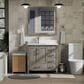 Lexora Home Jacques 36" Left Offset Single Bathroom Vanity in Distressed Grey with 2 cm White Quartz Top and Rectangular Sink, , large