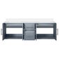 Lexora Home Geneva 60" Double Bathroom Vanity in Dark Grey with 2 cm White Cultured Marble Top and Rectangular Sinks, , large