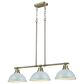 Golden Lighting Duncan 3-Light Pendant with Seafoam Shade in Aged Brass, , large