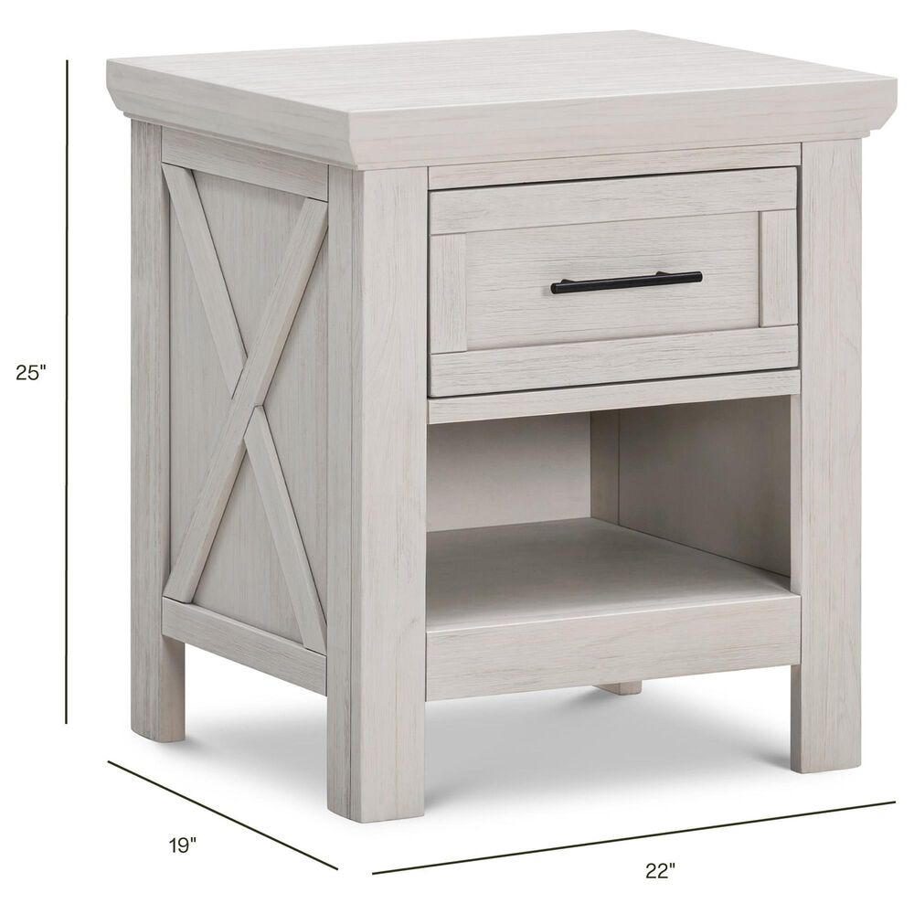 DaVinci Emory Farmhouse 1-Drawer Nightstand in White Driftwood, , large