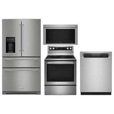 KitchenAid 4pc Kitchen Package with Refrigerator, Range, Microwave, and Dishwasher in Stainless Steel, , large