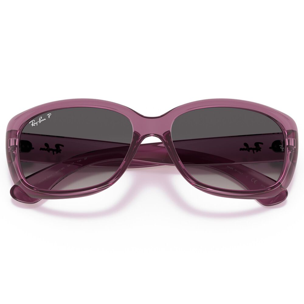 Ray-Ban Jackie Ohh Sunglasses with Grey Lenses in Polished Transparent Violet, , large