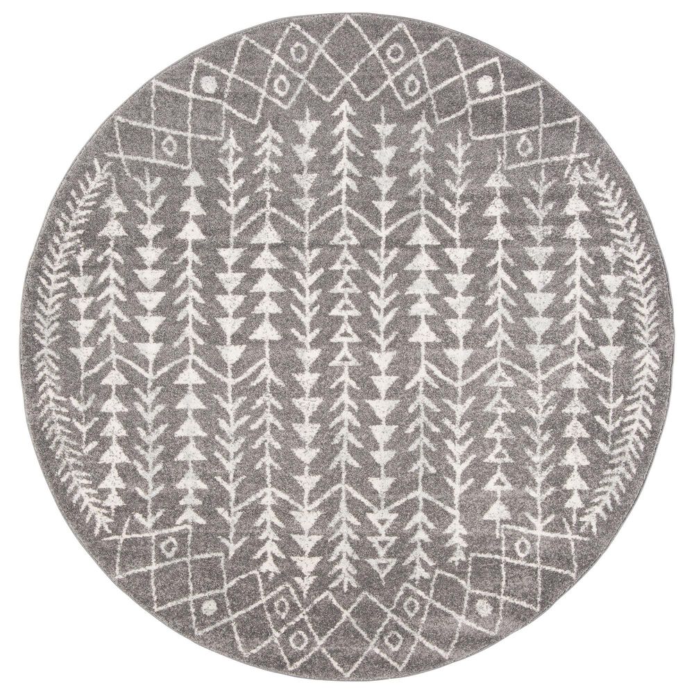 Safavieh Tulum  6"7" Round Ivory and Dark Grey Area Rug, , large