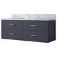 Lexora Home Castor 48" Single Bathroom Vanity in Blue with 2 cm White Carrara Marble Top and Rectangular Sink, , large