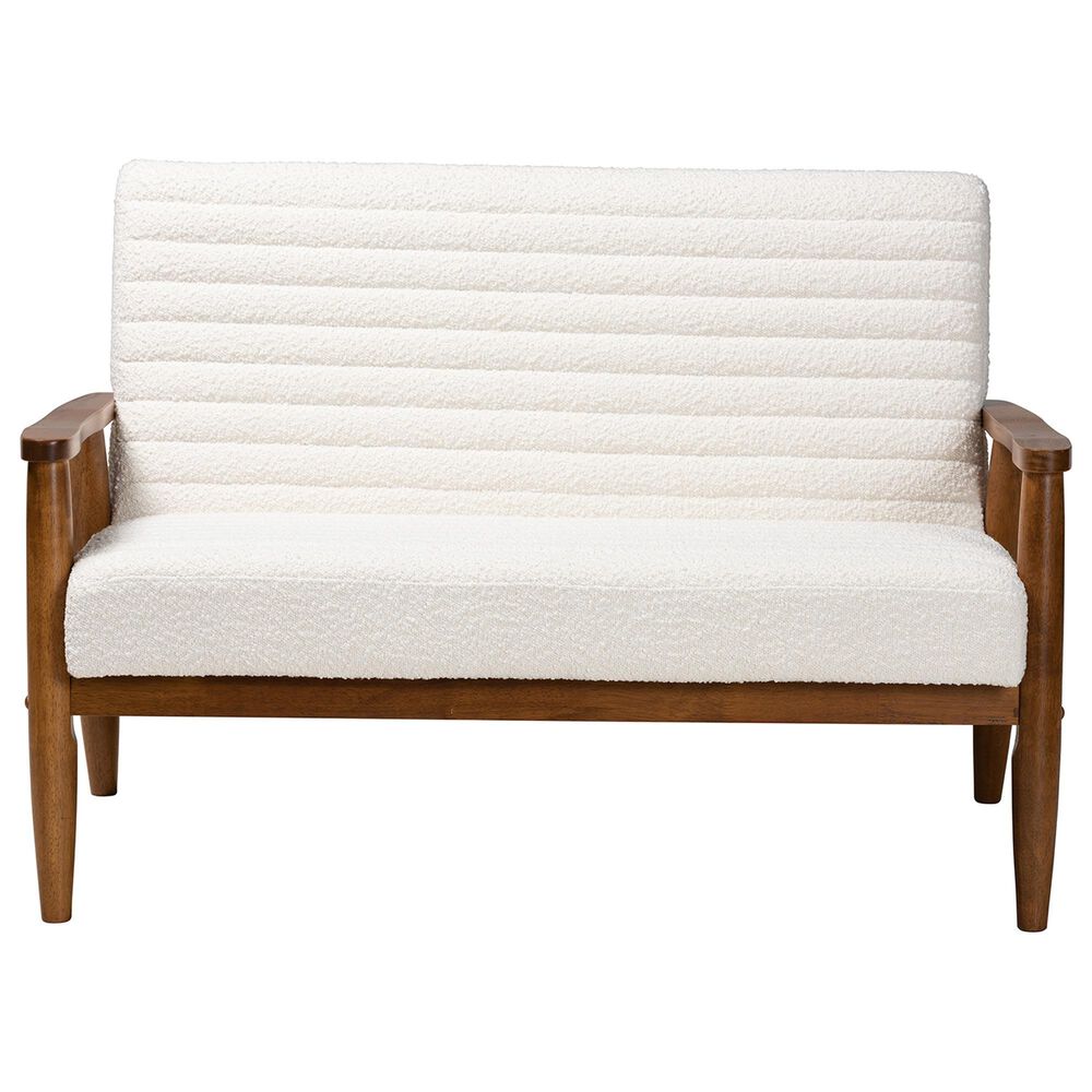 Baxton Studio Stratton Stationary Loveseat in Cream, , large