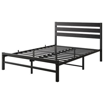 Hearth and Haven Full Platform Bed Frame with Wood Headboard in Black, , large