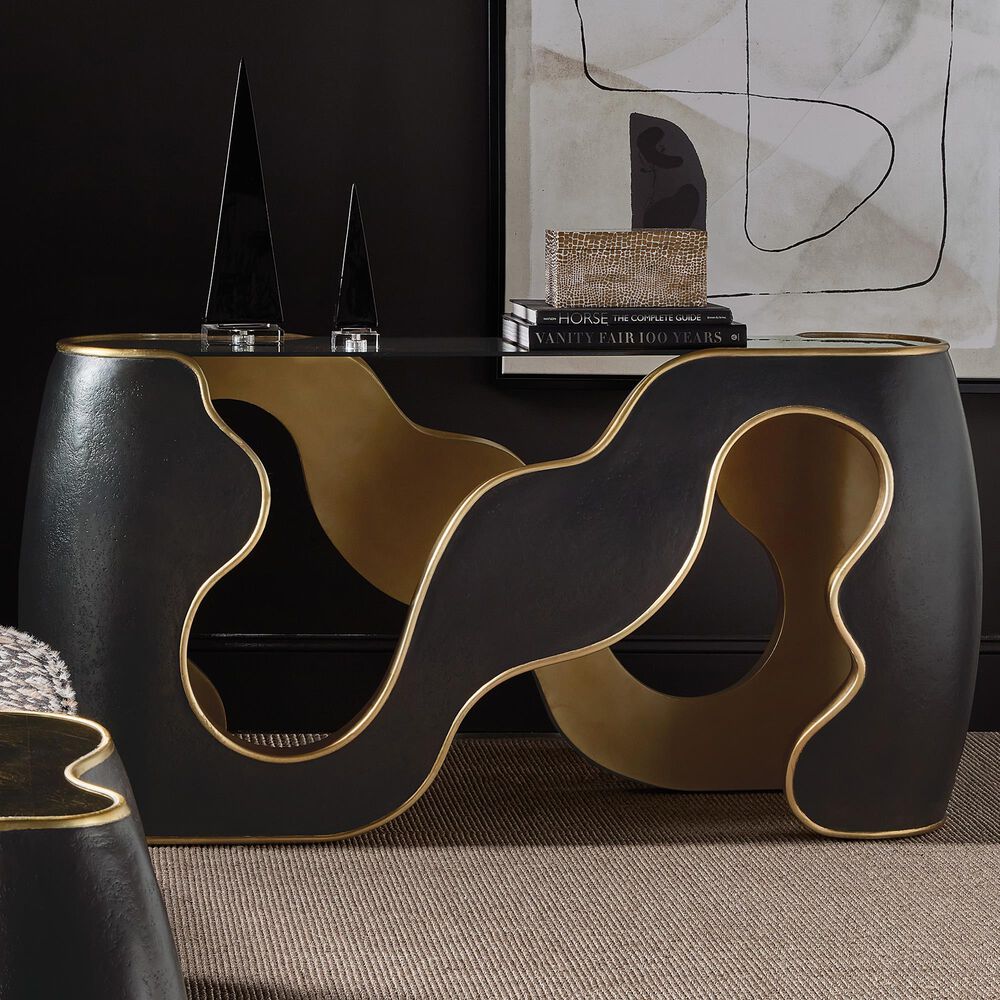 Hooker Furniture Melange Console Table in Black and Gold, , large
