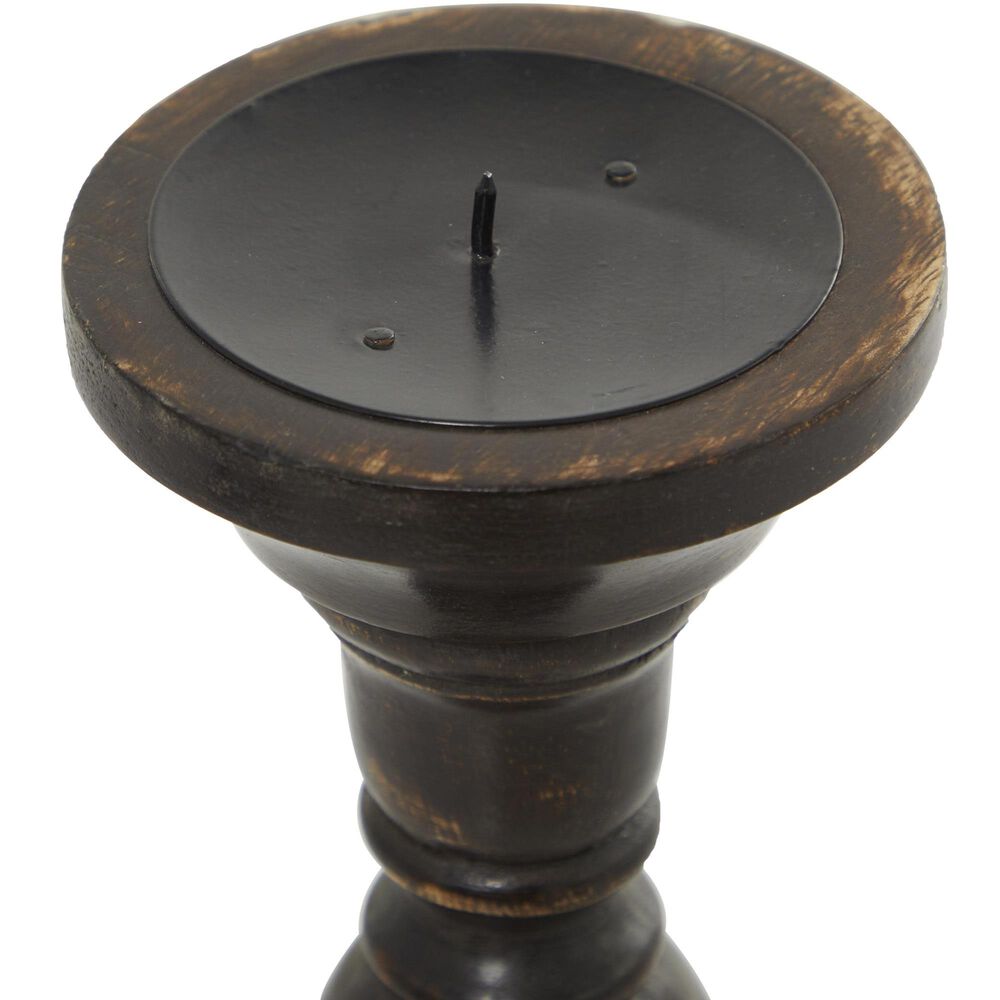 Maple and Jade Decorative Candle Holder in Black and Varnished Brown &#40;Set of 3&#41;, , large