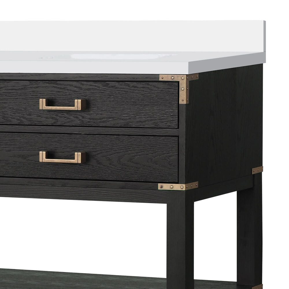 Lexora Home Norwalk 80&quot; Double Bathroom Vanity in Black Oak with White Quartz Top and Rectangular Sinks, , large