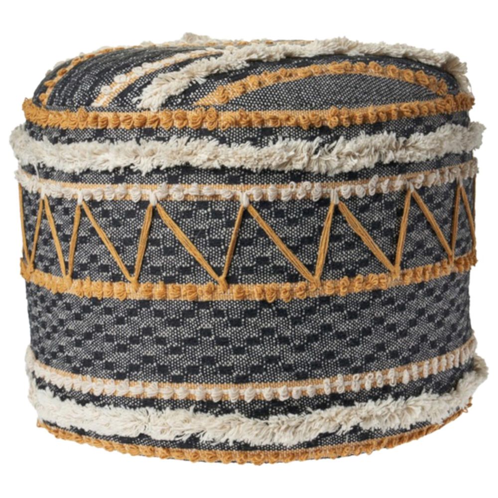 L.R. RESOURCES Decorative Pouf in Black and Natural, , large