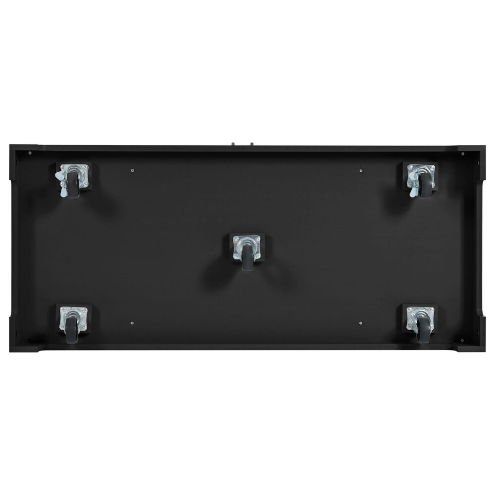 HOMLUX 47" Fluted Kitchen Island with Trash Can Storage Cabinet in Black and Natural, , large