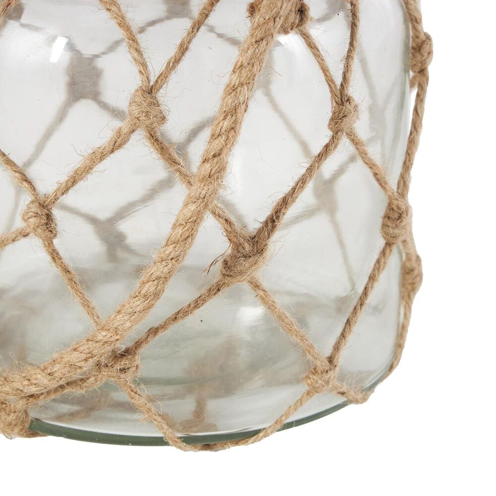 Maple and Jade Handmade Indoor/Outdoor Candle Lantern with Hanging Rope in Brown and Clear, , large