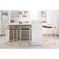 LumiSource Fuji 26" Stacker Counter Stool with Black Upholstery in Gold (Set of 2), , large