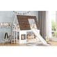 Hearth and Haven Twin over Twin House Bunk Bed with Roof in White and Brown, , large
