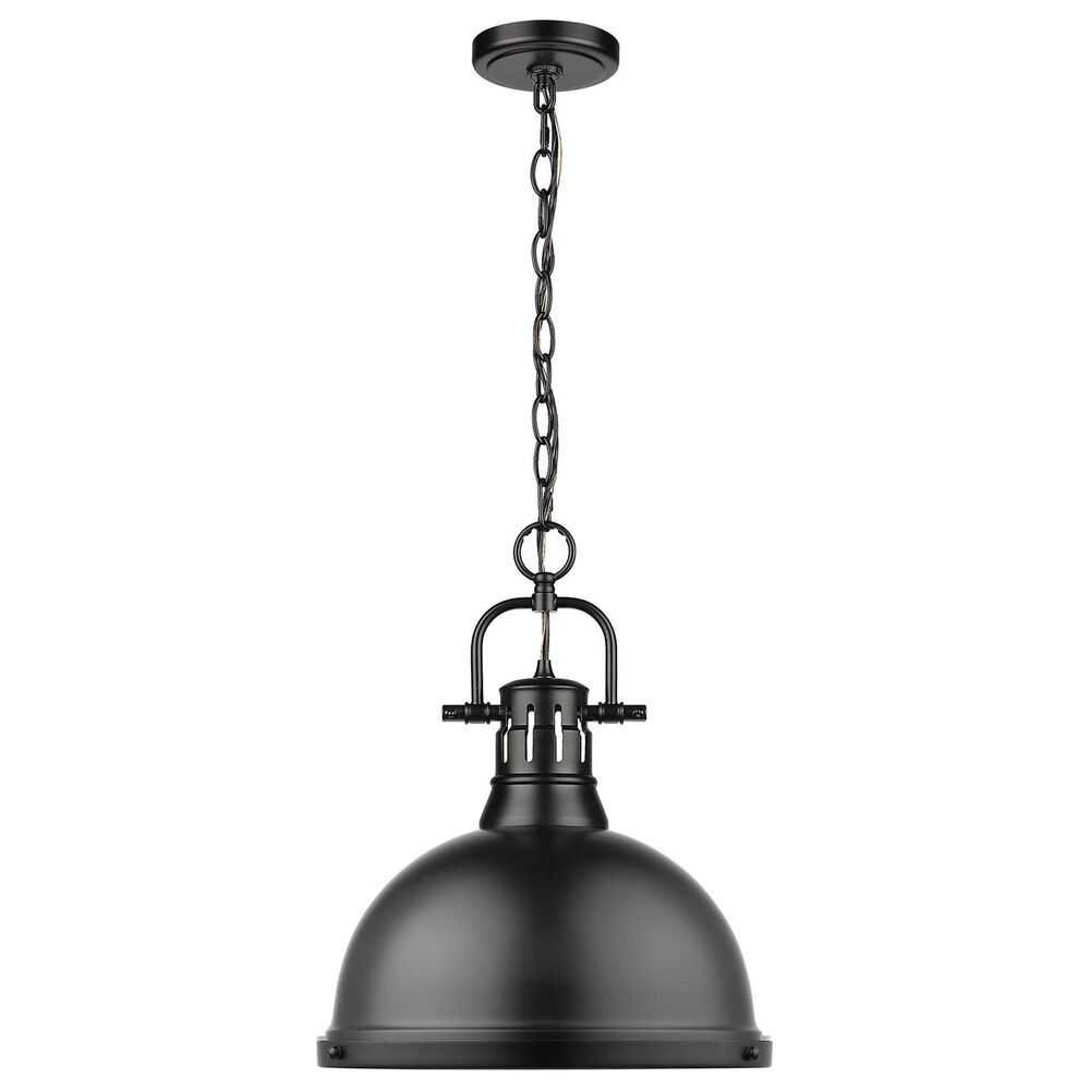 Golden Lighting Duncan 1-Light Pendant with Chain in Matte Black, , large