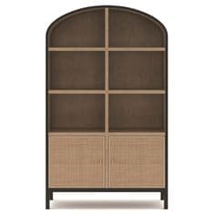 37B Pietro Tall Cabinet in Black Brushed and Natural