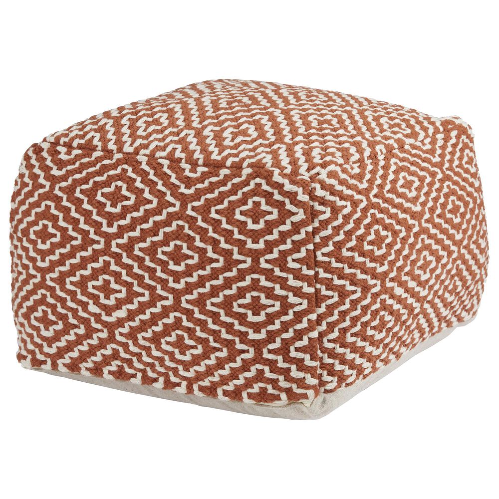 Ashley Brynnsen Pouf in Rust and Ivory, , large