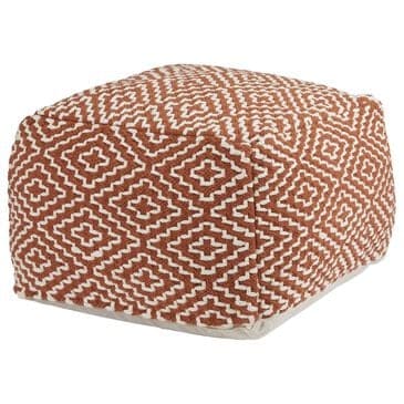 Ashley Brynnsen Pouf in Rust and Ivory, , large