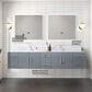 Lexora Home Geneva 84" Double Bathroom Vanity in Dark Grey with 2 cm White Carrara Marble Top and Rectangular Sinks, , large