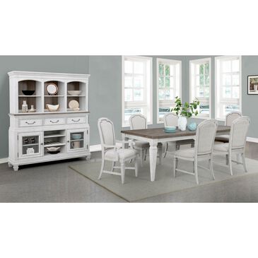 Sasha Lee Rectangular Dining Table with Leaf in Distressed White and Dark Brown - Table Only, , large