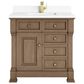 James Martin Vanities Brookfield 36" Single Bathroom Vanity in Pecan with Single Hole 3 cm White Zeus Quartz Top and Rectangular Sink, , large
