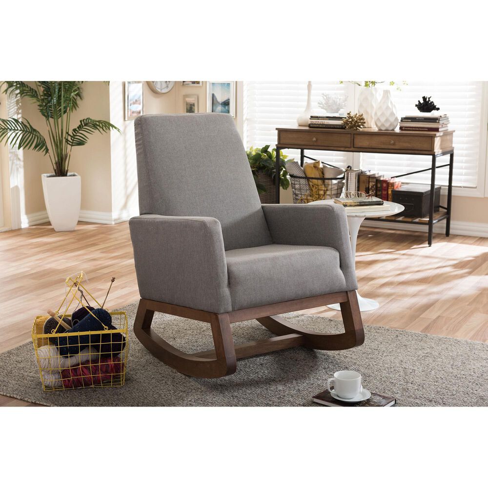 Baxton Studio Yashiya Rocking Chair in Grey, , large