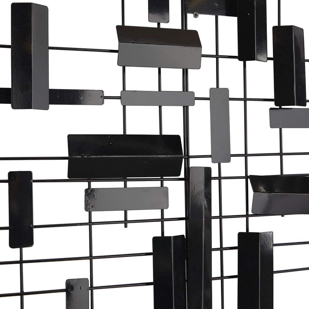 Maple and Jade 30&quot; x 60&quot; Geometric 3D Stripes Wall Decor in Matte Black, , large