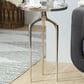 Maple and Jade 25" Round End Table with 3 Tripod Legs in Polished Silver, , large