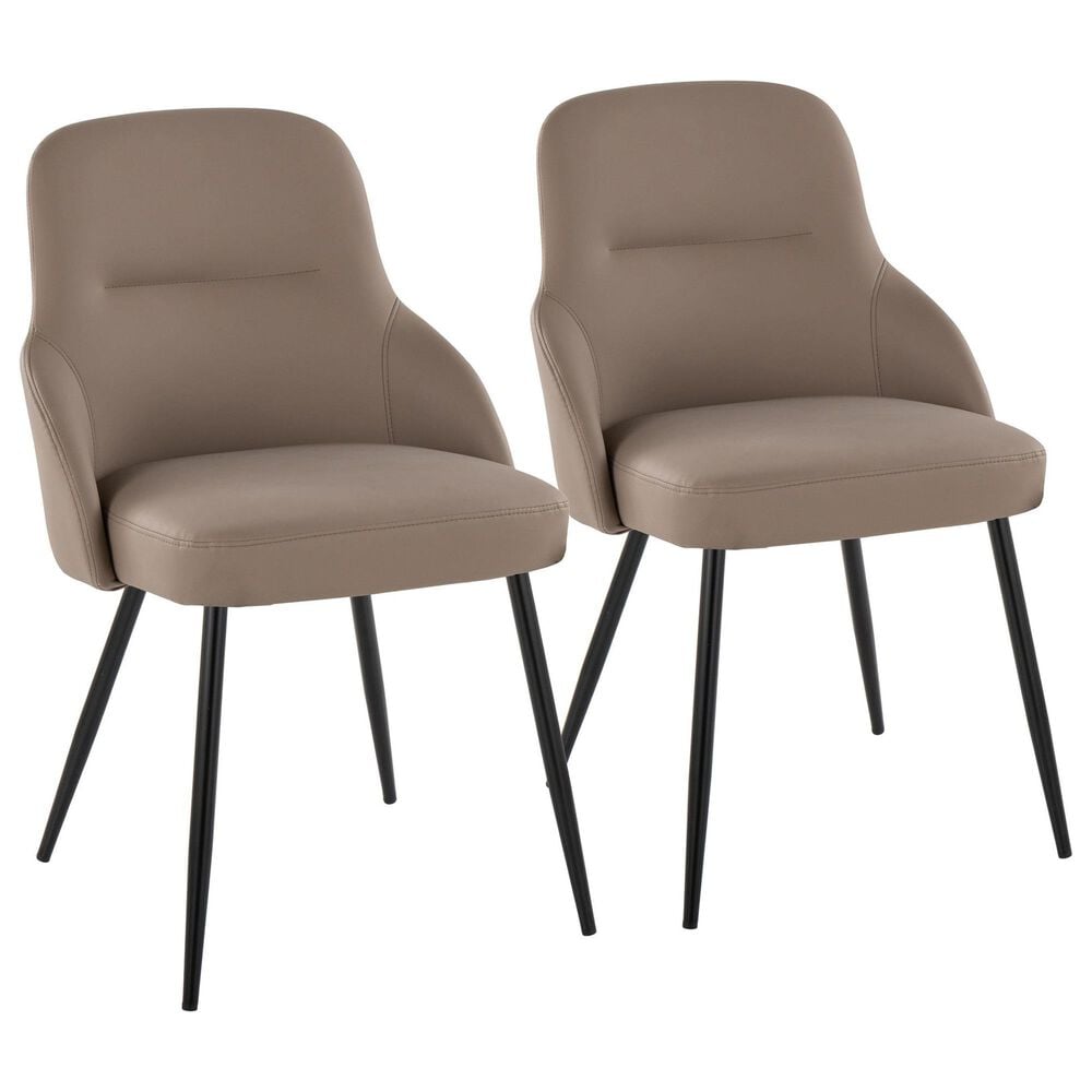 Lumisource York Side Chair with Brown Upholstered in Black (Set of 2), , large