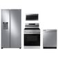 Samsung 4-Piece Kitchen Package with 27.4 Cu. Ft. Side-by-Side Refrigerator and 6.3 Cu. Ft. Smart Freestanding Electric Range in Stainless Steel, , large