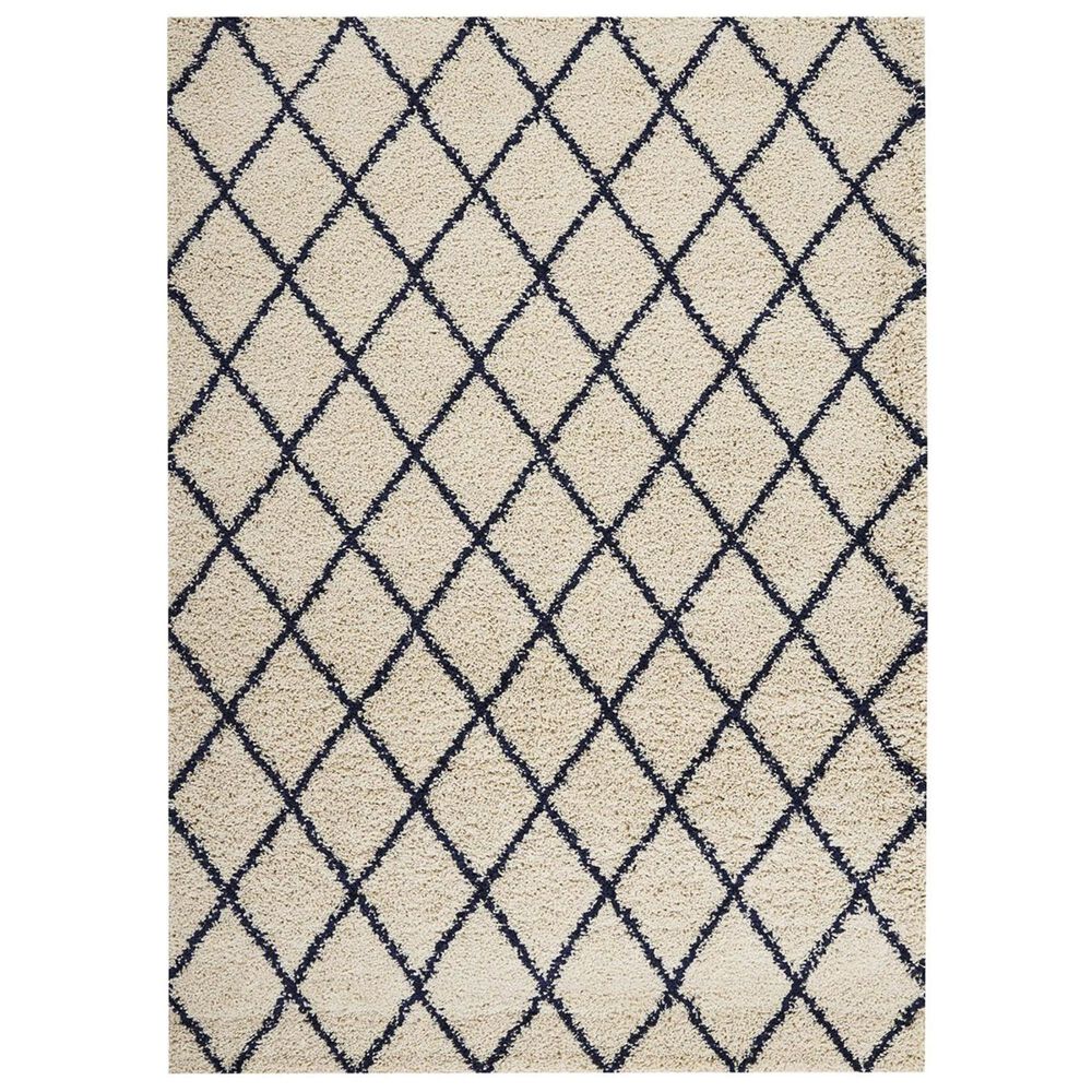 Nourison Brisbane BRI08 8"2" x 10" Ivory and Blue Area Rug, , large