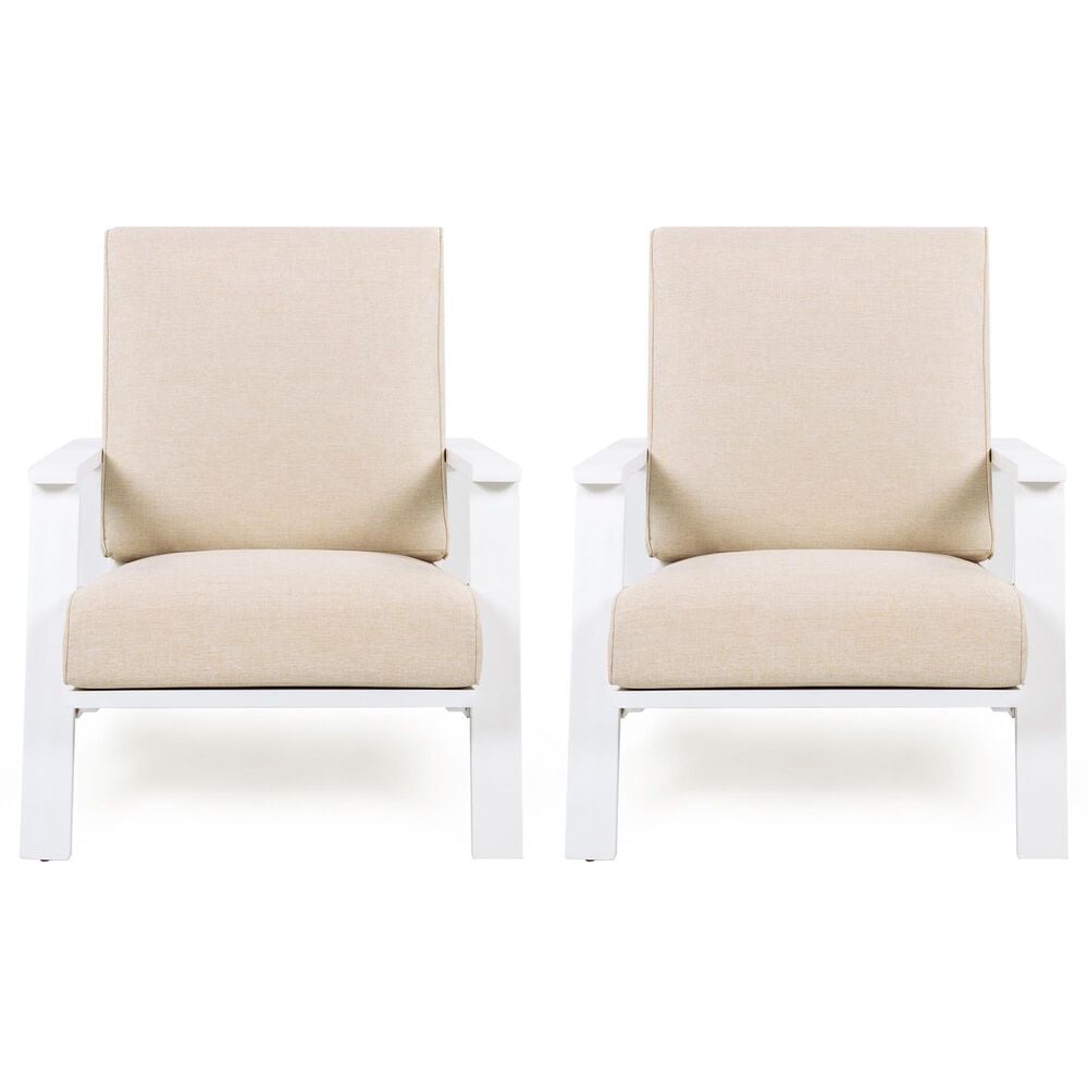 Hearth and Haven Outdoor Lounge Chair with White Frame in Beige (Set of 2), , large