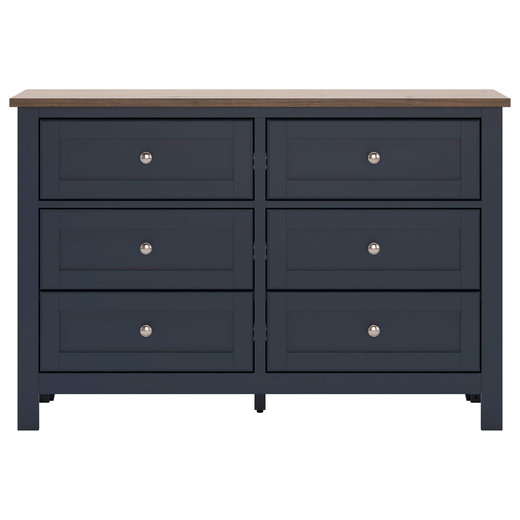 Ashley Landocken 6-Drawer Dresser in Dark Slate Blue and Light Brown