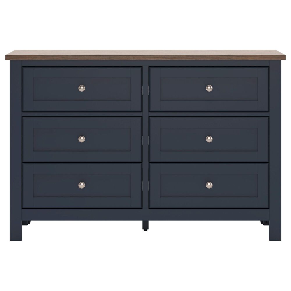 Ashley Landocken 6-Drawer Dresser in Dark Slate Blue and Light Brown, , large