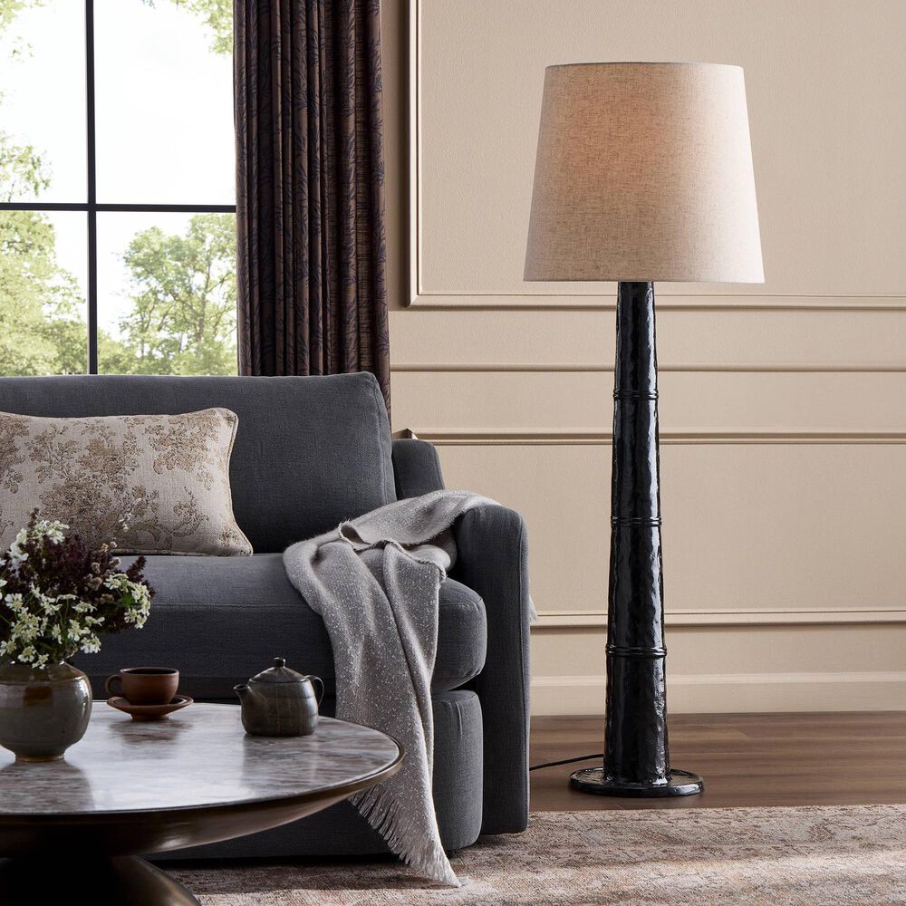 Four Hands Nerissa Floor Lamp in Glossy Black, , large