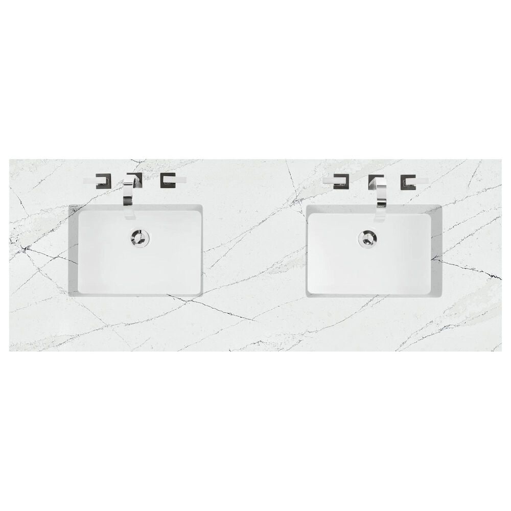James Martin Vanities Brittany 60&quot; Double Bathroom Vanity in Bright White with 3 cm Ethereal Noctis Quartz Top, , large