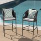 Hearth and Haven Outdoor Bar Stool with Waterproof Cushion in Multi-Brown (Set of 2), , large