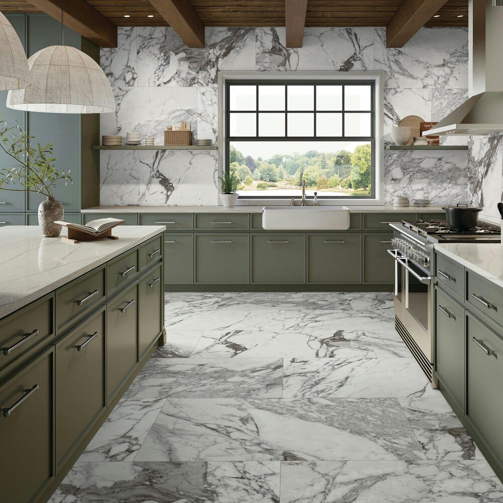 Dal-Tile Marble Attache Lavish Pearl Arabesque 24" x 48" Porcelain Tile, , large