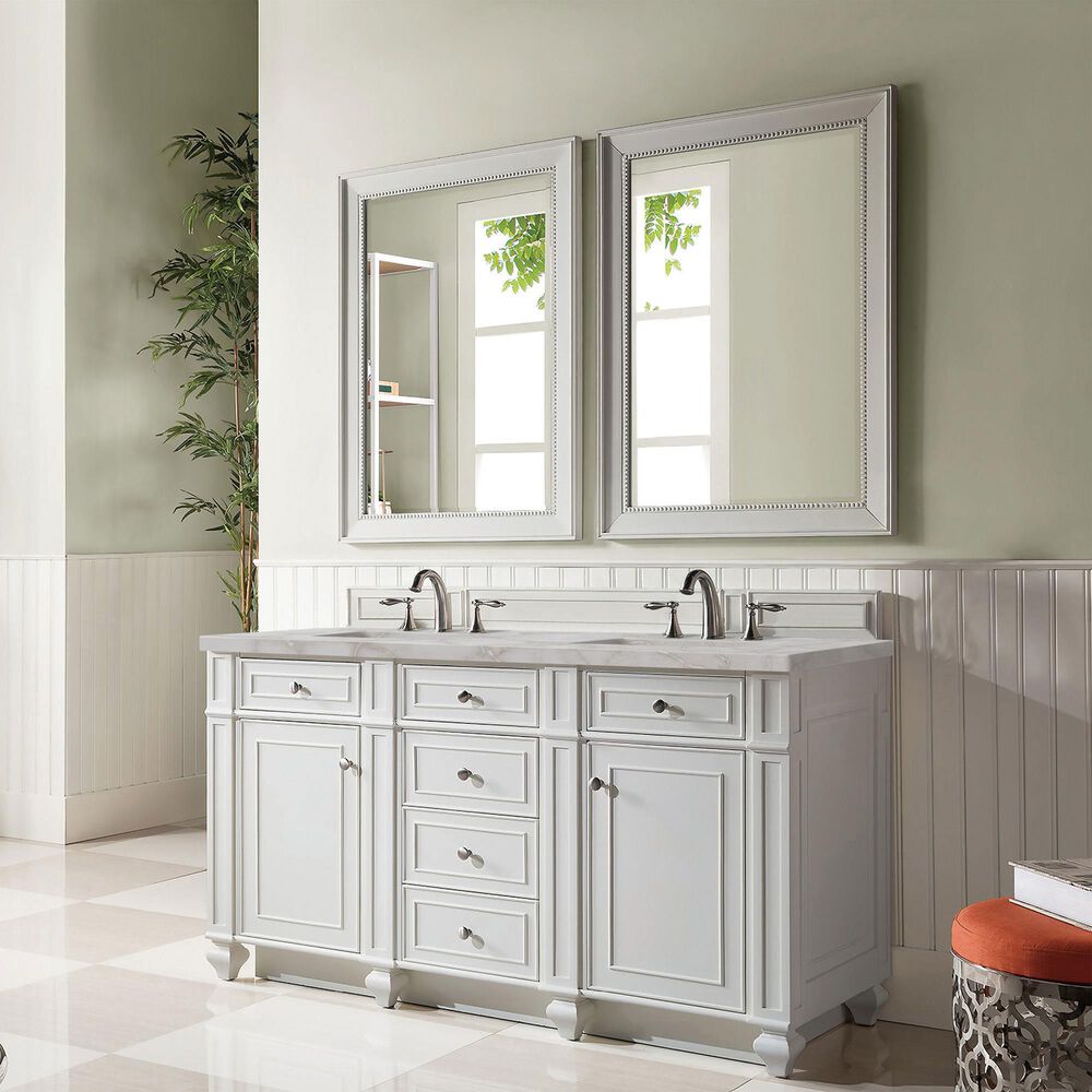James Martin Vanities Bristol 60" Double Bathroom Vanity in Bright White with 3 cm Eternal Jasmine Pearl Silestone Top, Rectangular Sinks and FreePower Wireless Charger, , large
