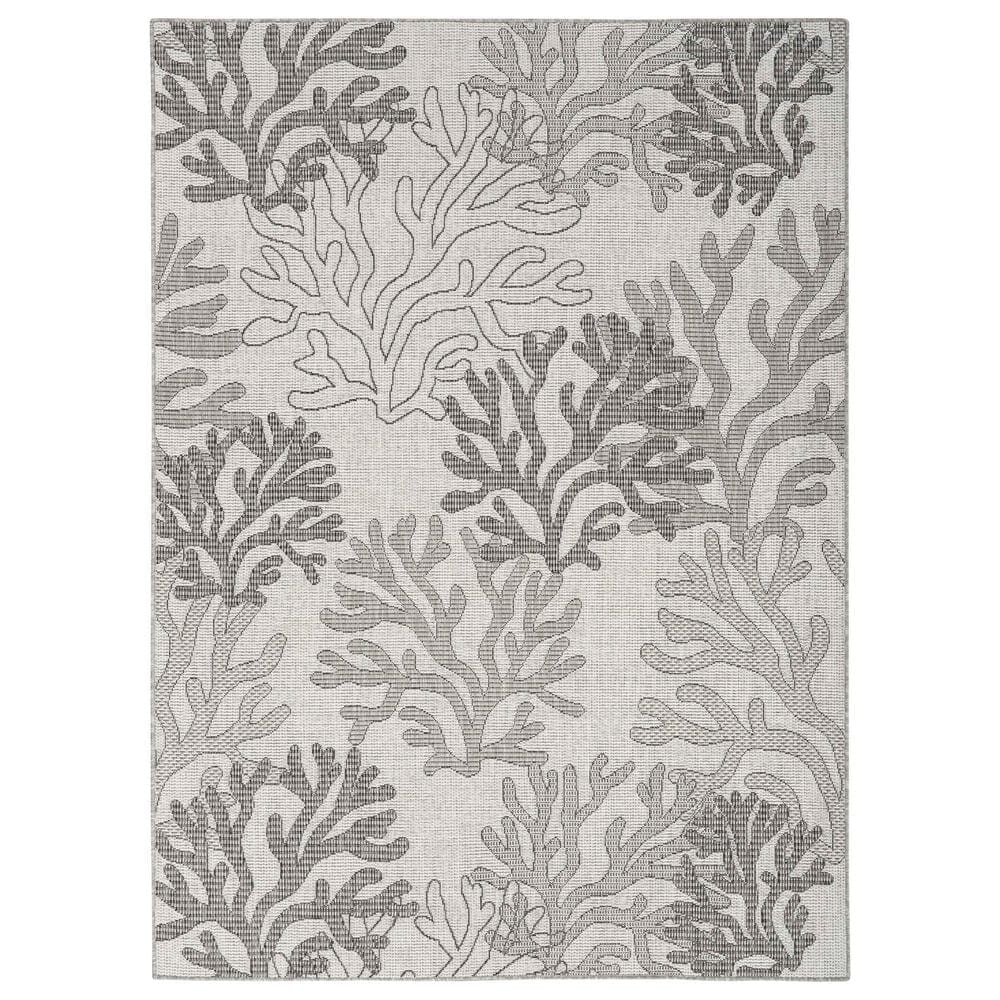 Nourison Garden Oasis Nautical Grey 6" x 9" Indoor/Outdoor Area Rug, , large